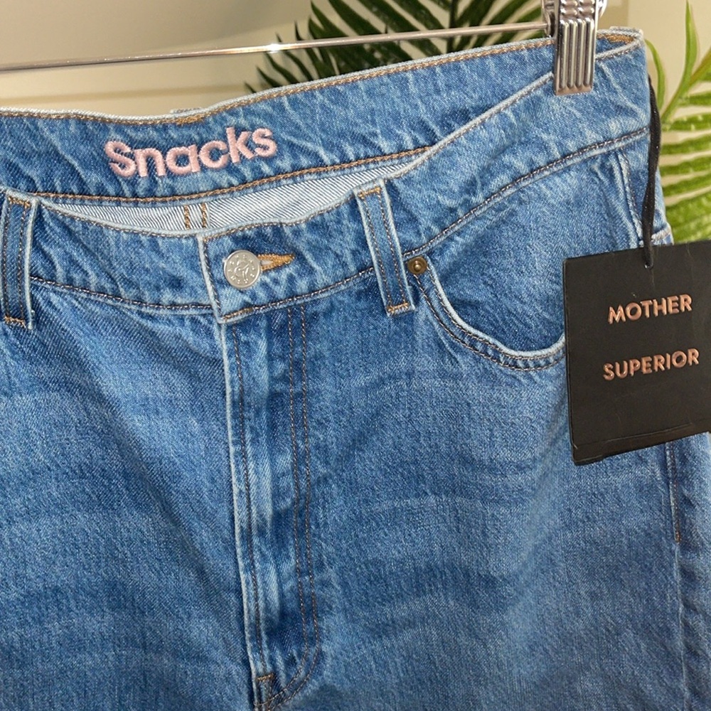 MOTHER High-Rise Straight Leg Jeans in Medium Blue - Picture 3 of 5